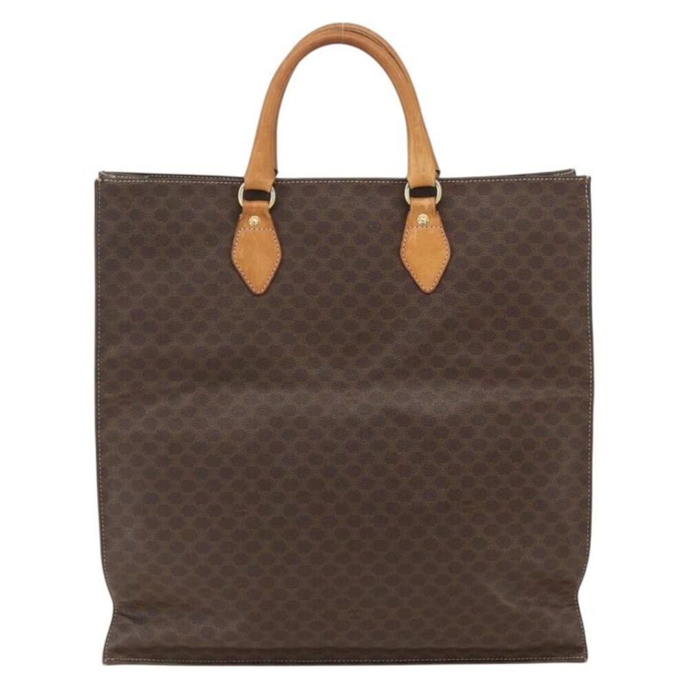 Celine Vintage Macadam Canvas Brown Canvas Tote Bag Bag